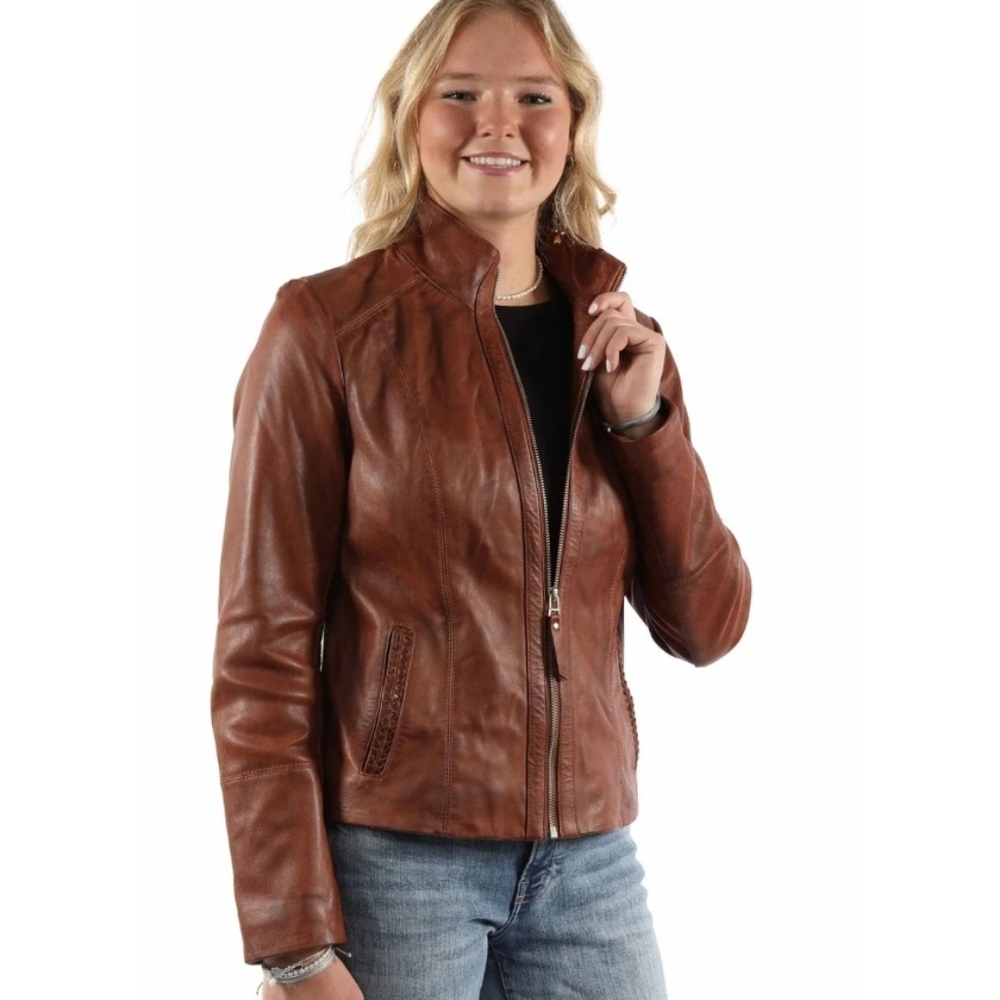 Sly & Co Leather Half Belt Brown Jacket